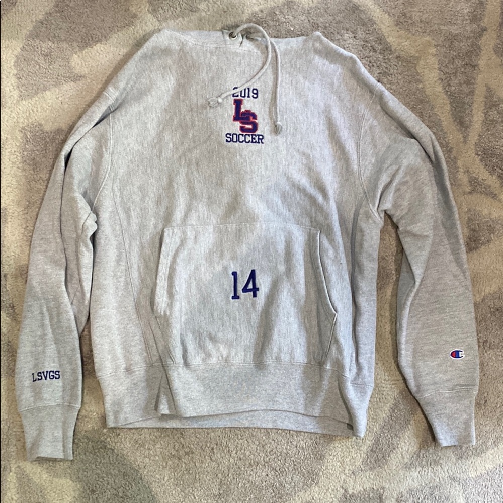 Champion Gray Crewneck Sweater with Ribbed Cuffs